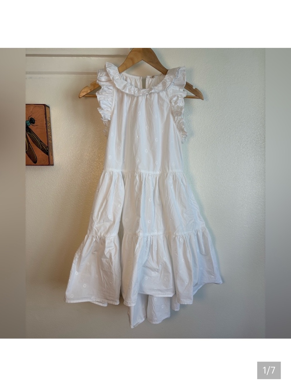 Ulla Johnson White Ruffle Tiered Eyelet Dress — Girls